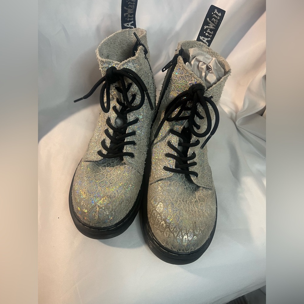 Dr. MARTENS 1460 PASCAL SNAKE METALLIC SUEDE BOOTS 5 w/3 g - Picture 3 of 16